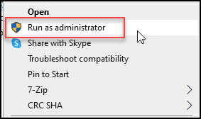 Select "Run As Administrator" from menu.